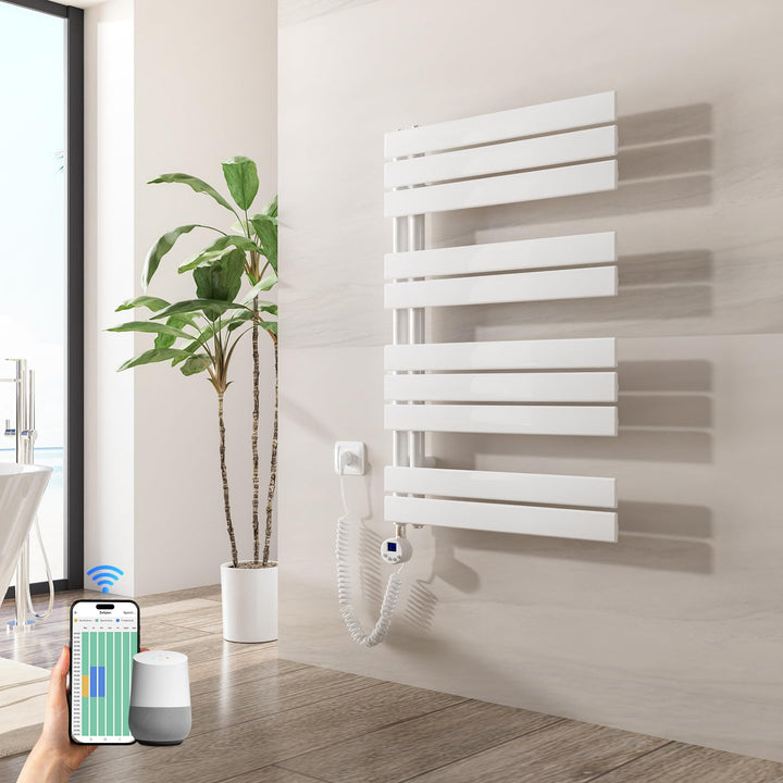 Heilmetz Badheizkörper Elektrisch WiFi 899 x 600 mm,Flach Bad Heizkörper mit Digitalem Thermostat, E