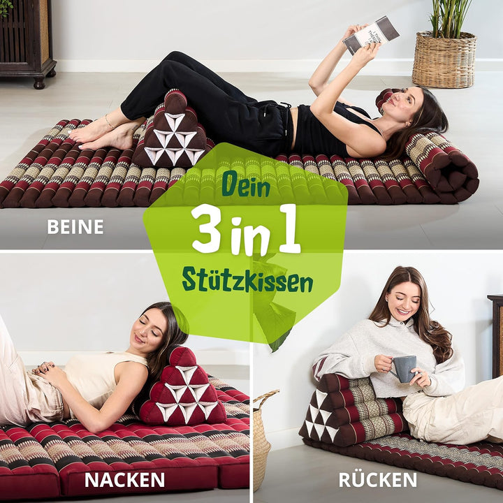 livasia Rückenstützkissen breit für Paare, Dreieckskissen für Garten und Balkon, Keilkissen mit Kapo