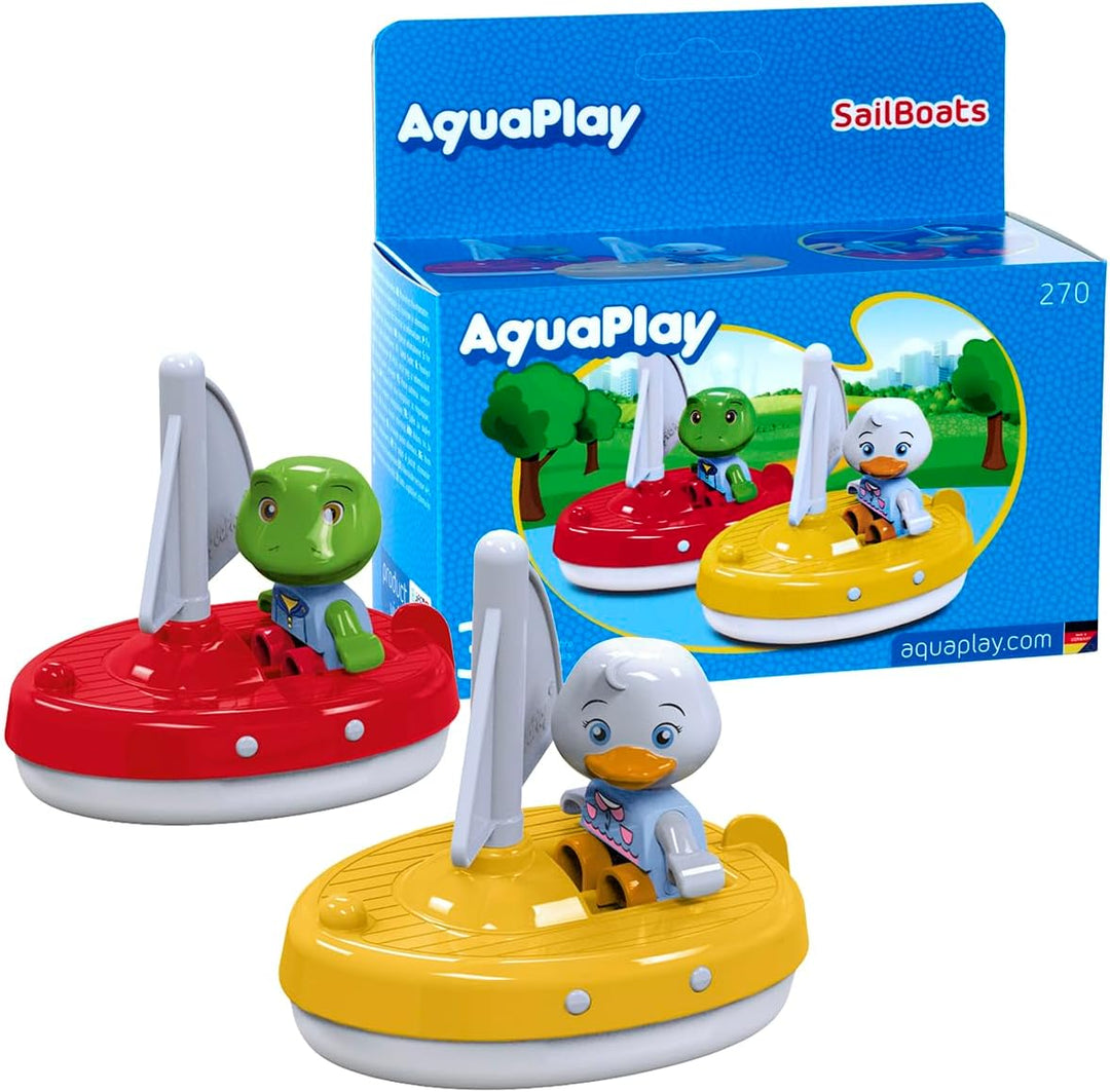 AquaPlay - LockBox - Wasserbahn als Transportkoffer mit 27 Teilen & 2 Segelboote + 2 Figuren - Zubeh