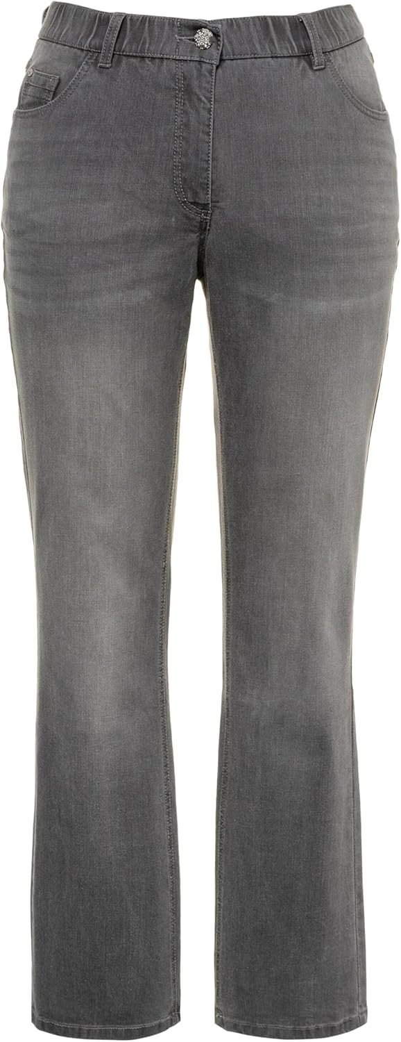 Ulla Popken Damen Bootcut-Jeans Hose 38W / 30L Hellgrau Denim, 38W / 30L Hellgrau Denim