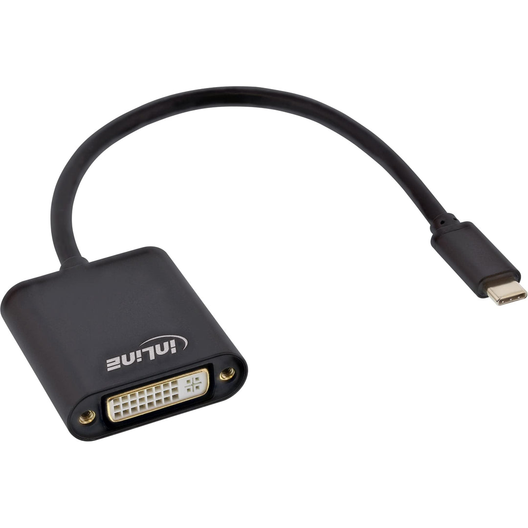 InLine 64103B USB Display Konverter, USB Typ-C Stecker zu DVI Buchse (DP Alt Mode), schwarz, 0.2m