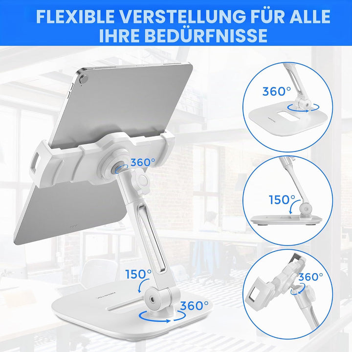 AboveTEK ipad Ständer Faltbar Tablet Ständer 4-11" Tablet Halter Schwarz 360°Swivel Halter Handy Stä