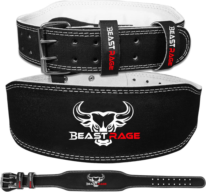 BEAST RAGE Gewichthebergürtel, Leder, strapazierfähig, Fitnessstudio, Bodybuilding, Workout, Trainin