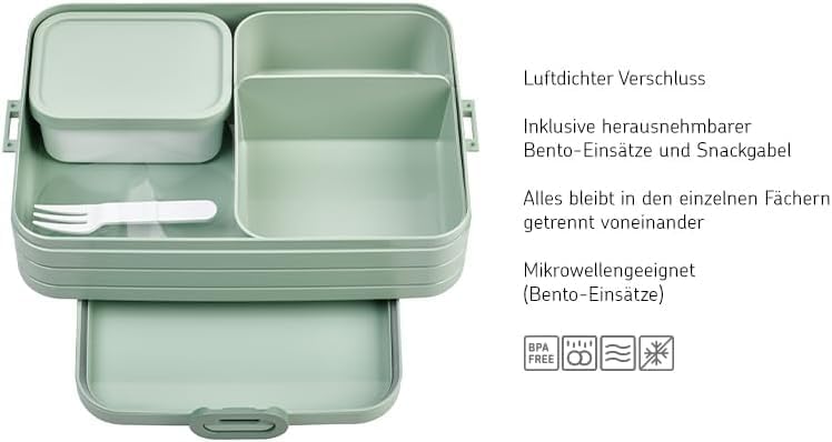 Mepal Bento Brotdose Large Take A Break - mit Bento Box - Für 4 Sandwiches oder 8 Brotscheiben - Lun