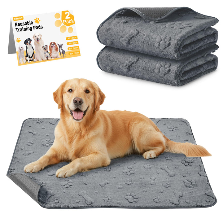HezzLuv waschbare Welpenunterlagen 2er-Pack, Wiederverwendbare supersaugfähige Hunde PIPI Matten, wa