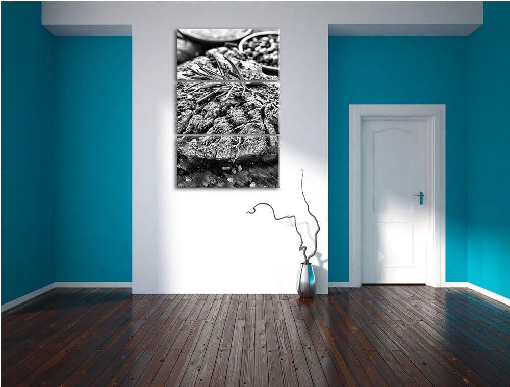 Pixxprint Leckeres Fleisch mit Rosmarin als Leinwandbild/Grösse: 3 Teilig (120x80) / Wandbild/Kunstd
