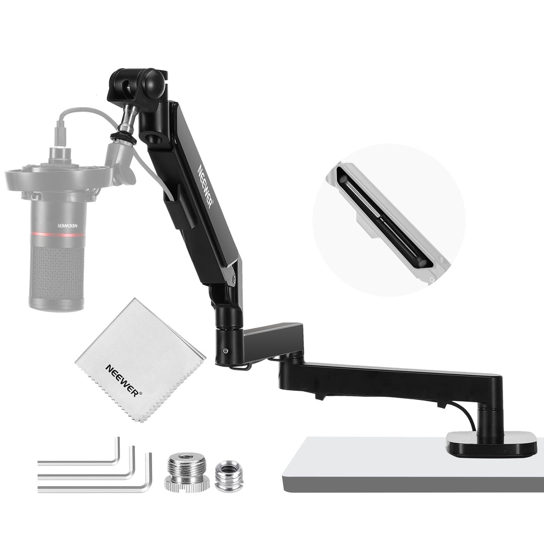 NEEWER MS002 Niedriges Profil Tisch Mikrofon Boom Arm Stand mit 360°Einstellbare Pneumatische Dämpfu