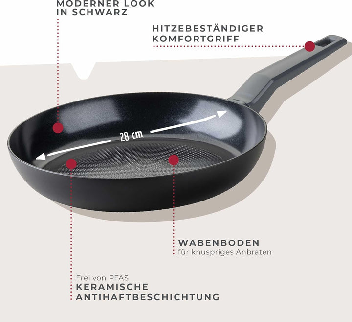 FACKELMANN Statement Pfannen-Set, 2-teilig, 24/28cm, aus recyceltem Aluminium mit Keramik-Antihaftbe
