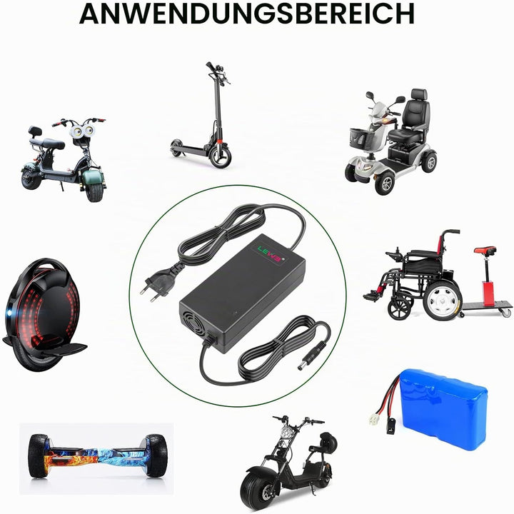 Labtec 54,6V 2A Ladekabel Ladegerät für 48V 2A 13S Li-on Akkus E-Bike Elektrofahrrad Pedelec Hoverbo