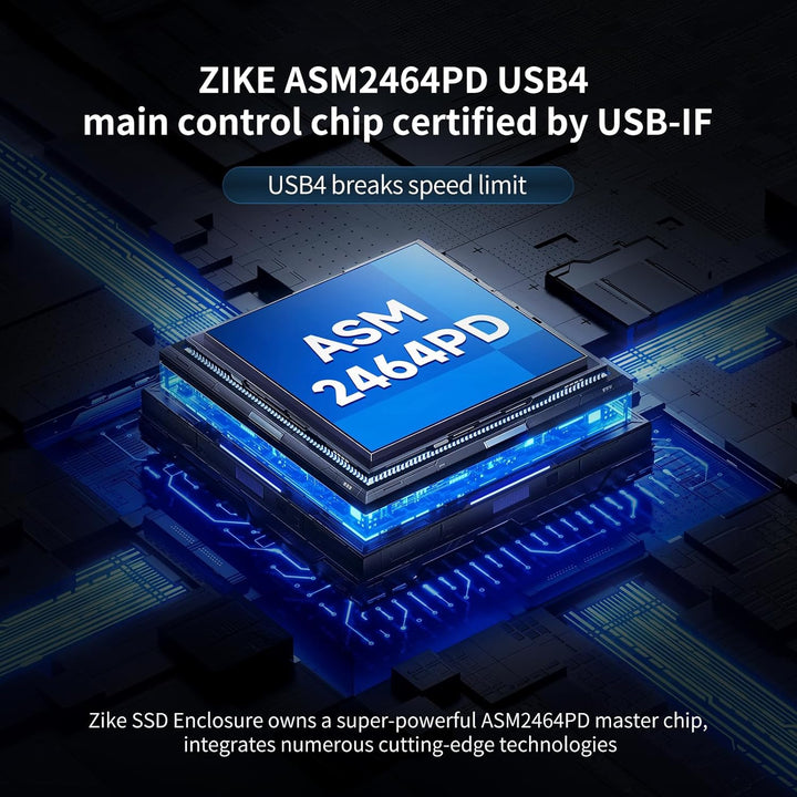 ZIKE 40Gbps M.2 NVMe SSD Gehäuse USB4.0 bis zu 3811MB/s Aluminiumgehäuse Z666, kompatibel mit Thunde