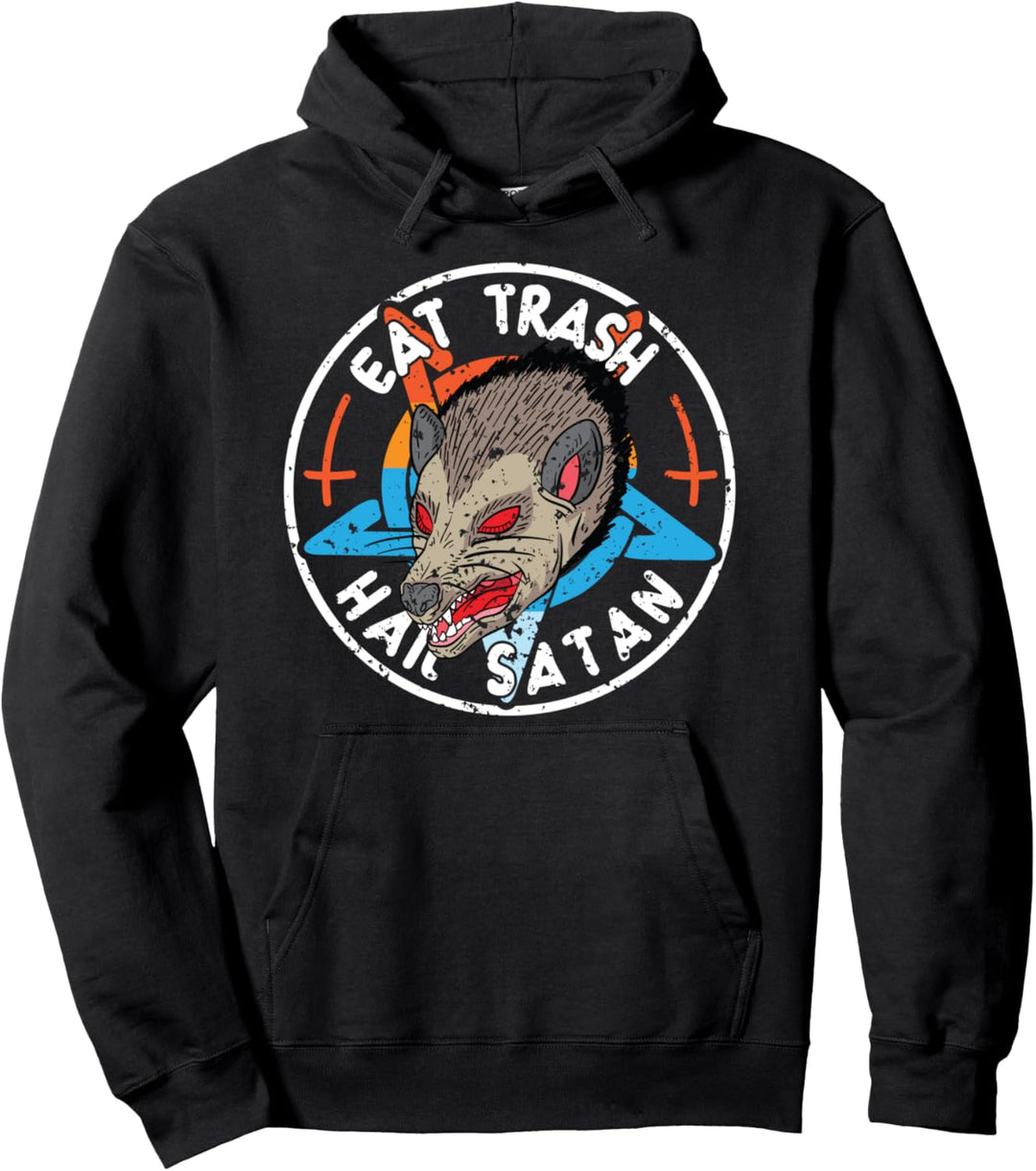 Eat Trash Hail Satan Opossum Pentagramm Garbage Gang Teufel Pullover Hoodie