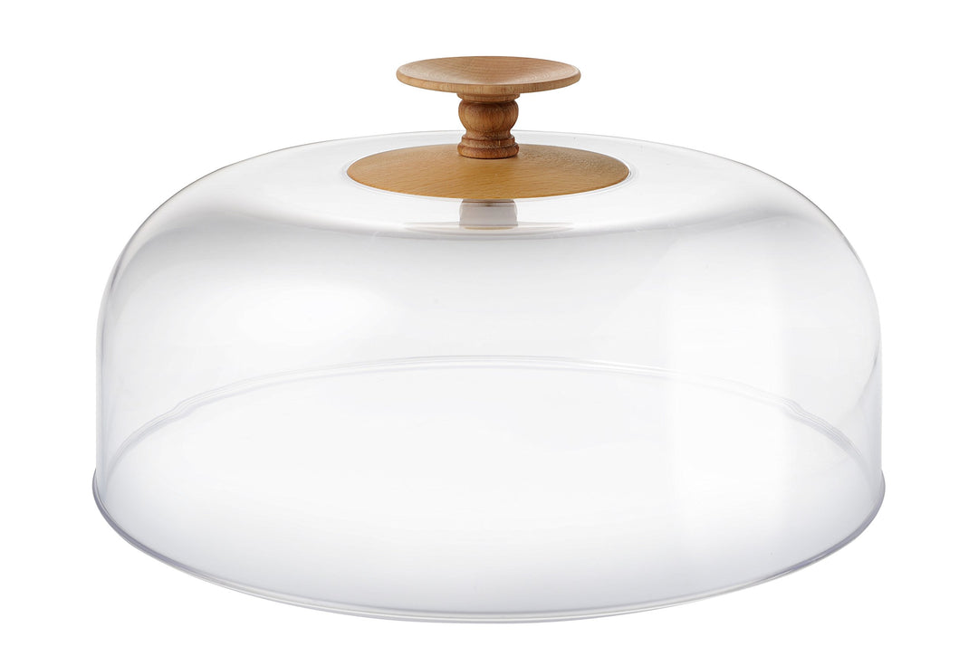 Alessi MW24 Dressed in Wood Deckel/Glocke mit Knopf aus Buchenholz, Glas, transparent, 6 x 33 x 23 c