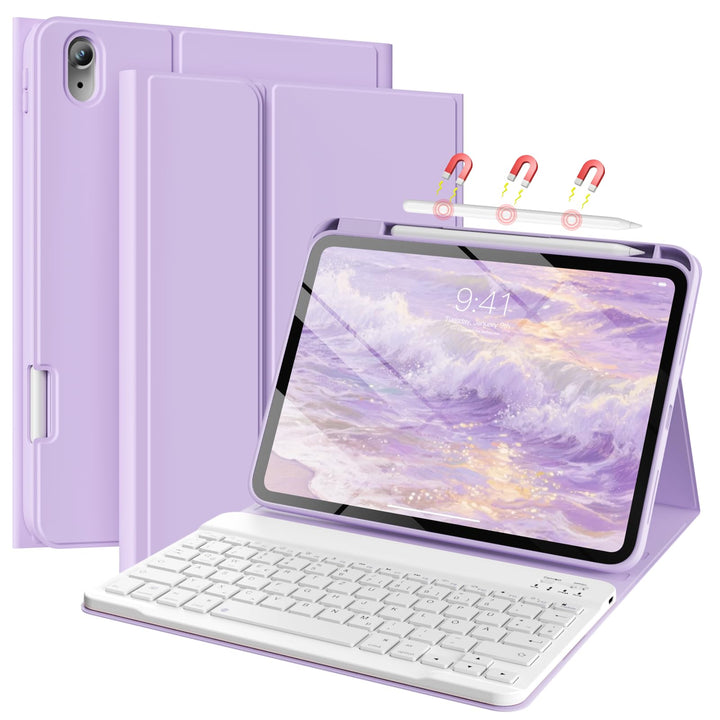 Hülle mit Tastatur für iPad (A16) 11/10 Generation 11/10,9 Zoll 2025/2022, Abnehmbare Kabellose Blue