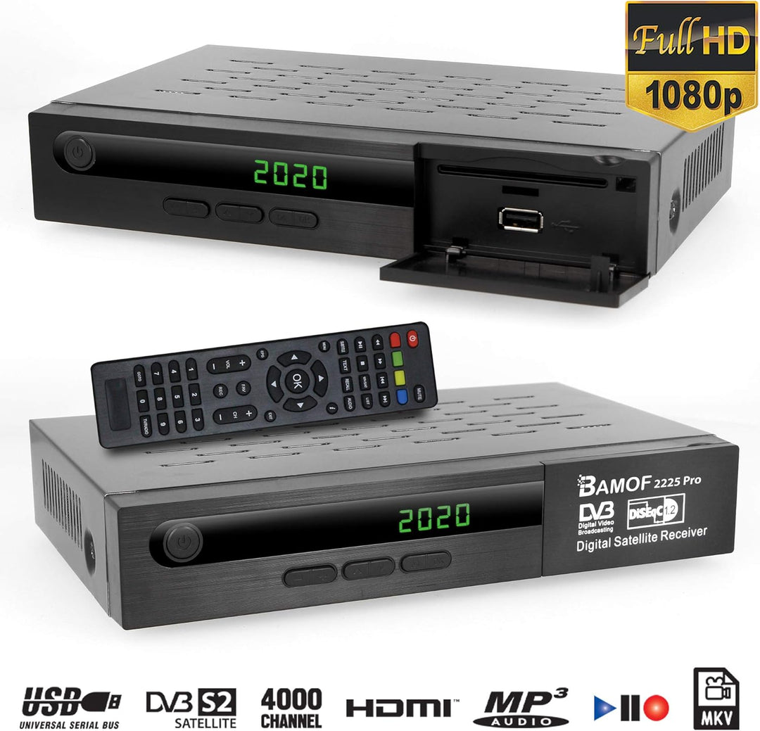 Bamof 2225 PRO Sat Receiver Digitaler Satelliten Receiver- (HDTV, DVB-S/DVB-S2, HDMI, SCART, 2X USB,