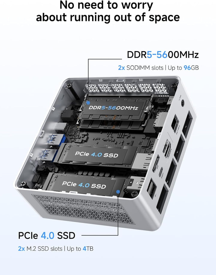 MINIS FORUM UM880 Plus Mini PC mit AMD Ryzen 7 8845HS(8C/16T, bis zu 5.1GHz),Mini Computer Radeon 78