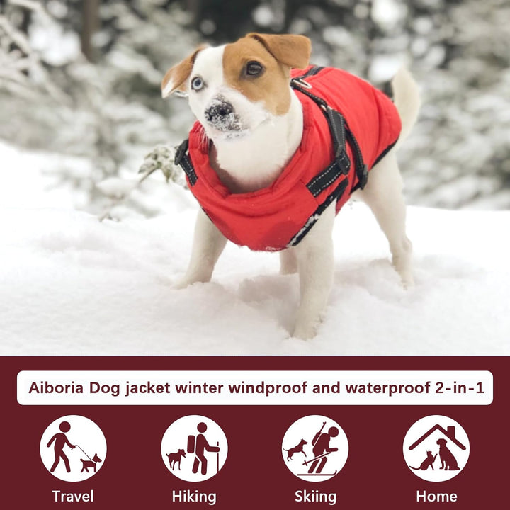 Aiboria Hundejacken für den Hundemantel Winter Winddicht Wasserdicht Skifahren Hundeweste Fleece War