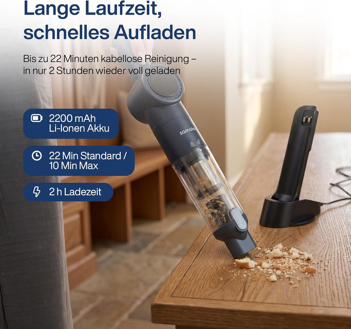 Samako NanoDetect Pro 135W Auto Handstaubsauger Akku, kabelloser Handsauger mit HEPA-Filter, Auflade