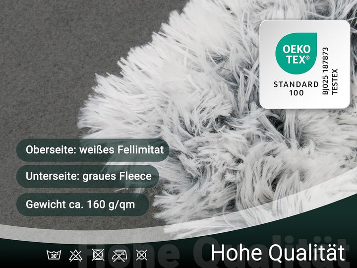 ZOLLNER Kuscheldecke, Wendedecke, 150x200 cm, grau-weiss, Felloptik 150 x 200 cm