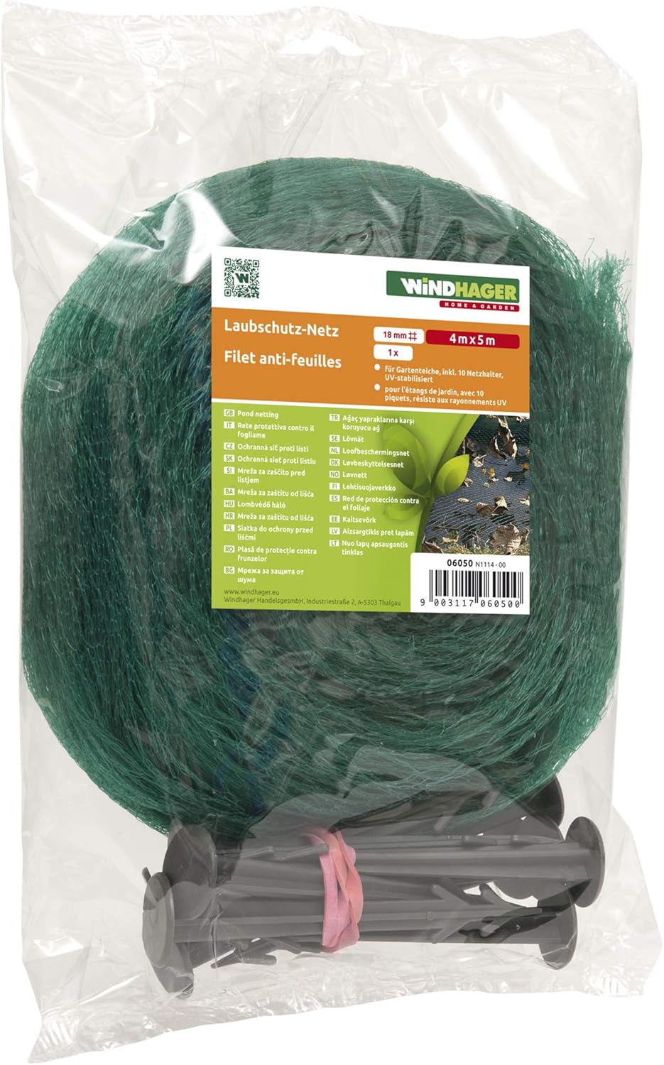 Windhager Laubschutznetz, Abdecknetz, Gartenschutz, zum Schutz von Teichen und Wasserbehältern, inkl
