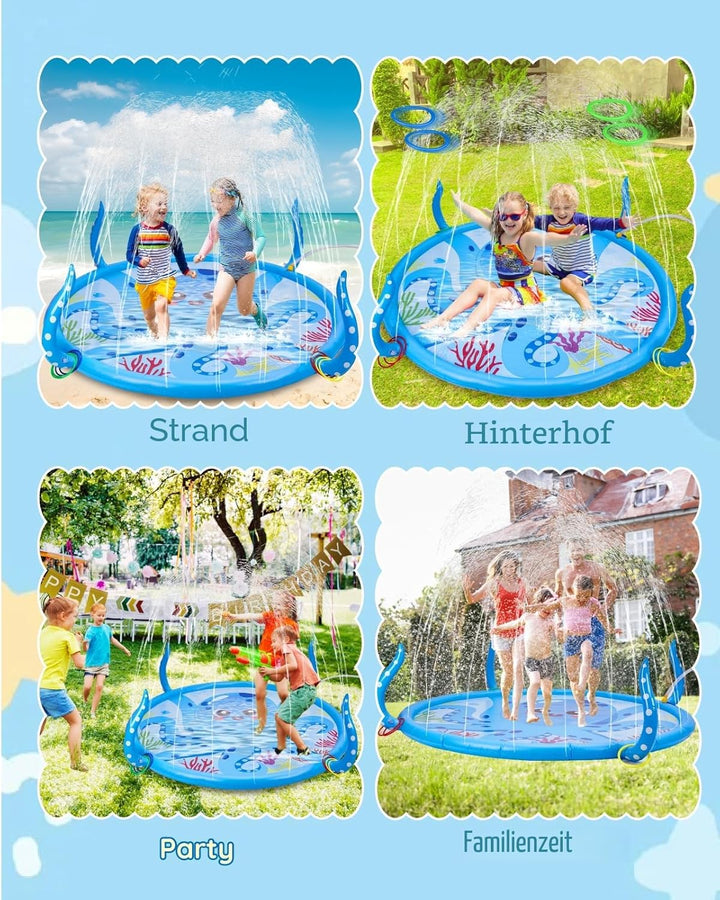 Anpro Sprinkler für Kinder, Aufblasbare Octopus-Wasserspielzeuge für Jungen und Mädchen, Sommer Outd