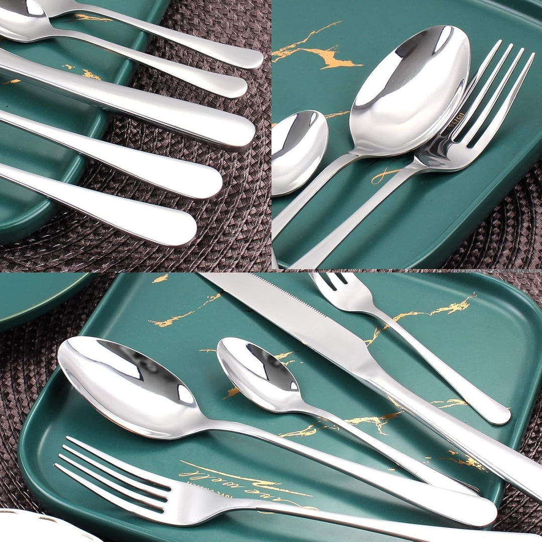Targizer Besteck Set für 6 Personen,30 teilig Edelstahl Besteckset,Essbesteck Set mit Messer Gabel L