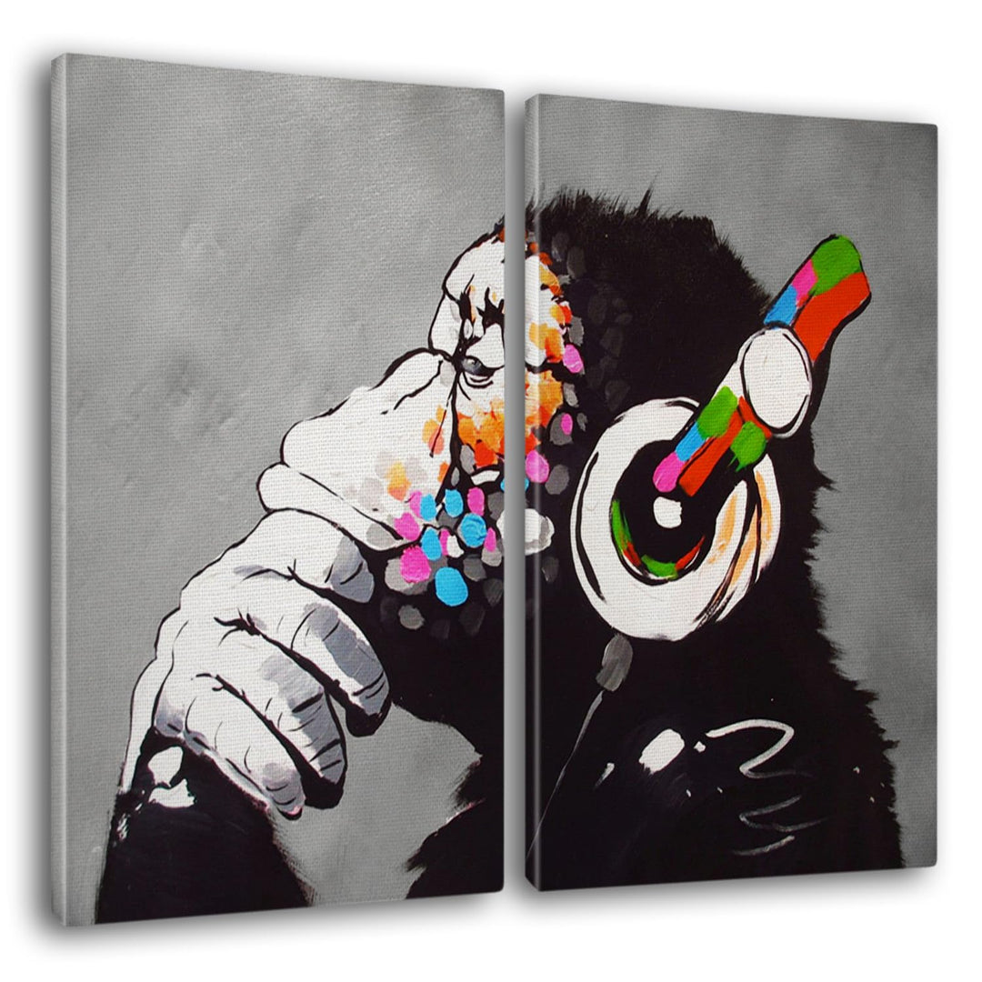 Giallobus - Grosse Gemälde im XXL-Format - Banksy - Street Art - DJ Monkey - Leinwand - 144x100cm |