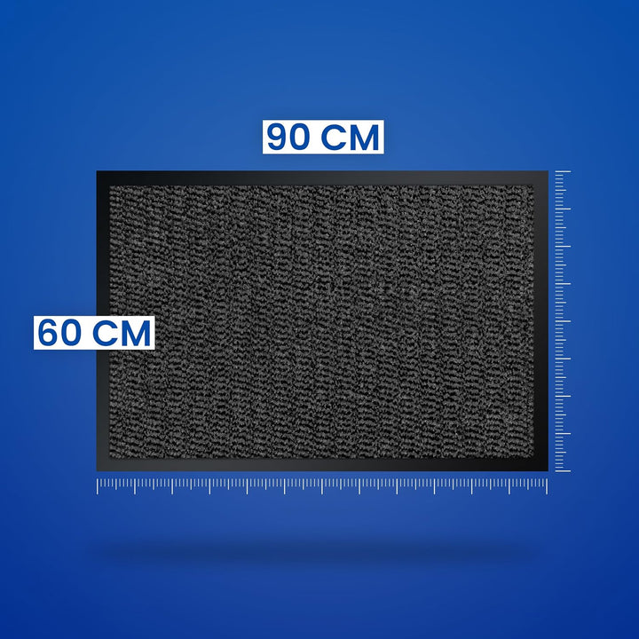 Hochwertige Fussmatte Grau-Schwarz 60x90 gross für Innen &amp; Aussen - Schmutzfangmatte rutschfest, was