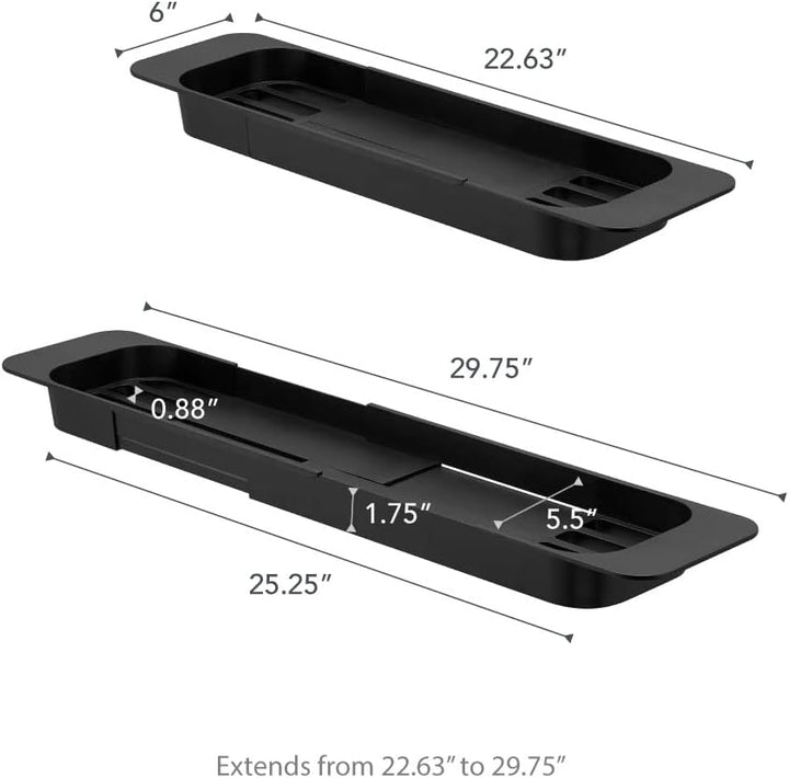 Extendable bathtub tray - Tower - black Schwarz, Schwarz