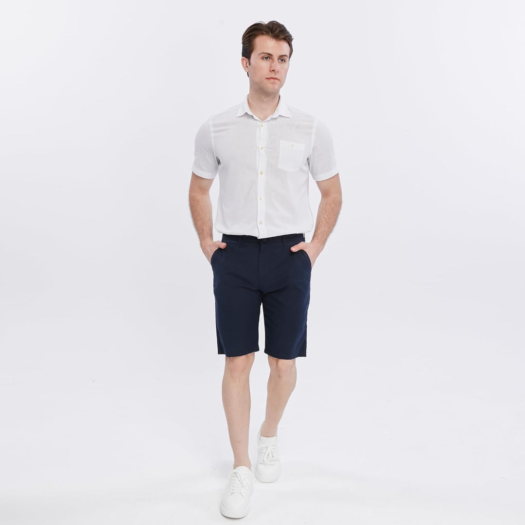 Xact Premium Herren -Leinenmischung Chino Short 32W Navy, 32W Navy