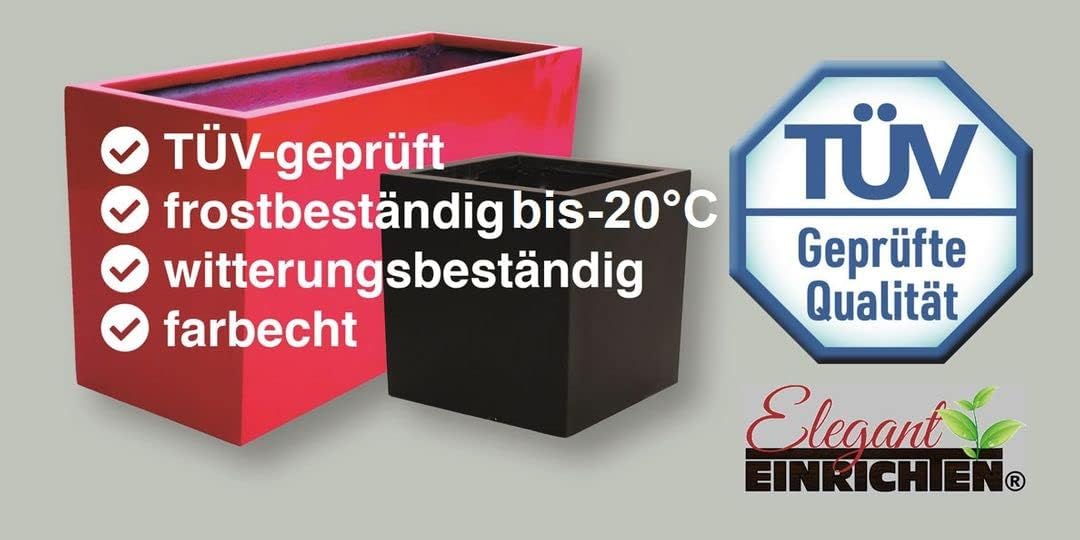 Elegant Einrichten Blumenkübel Fiberglas quadratisch 30x30x30cm Hochglanz weiss