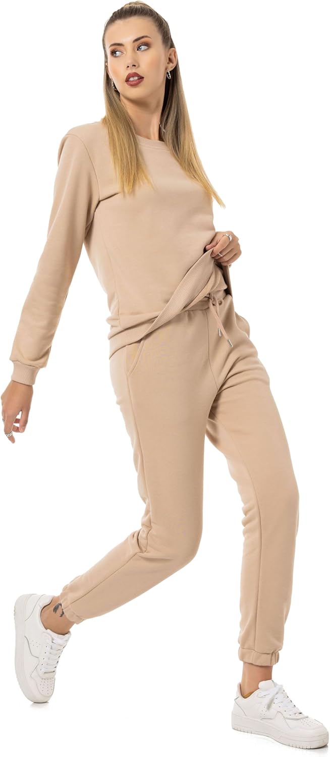 Red Bridge Damen Freizeitanzug Jogginganzug Hose Sweatshirt Premium Basic S Beige, S Beige