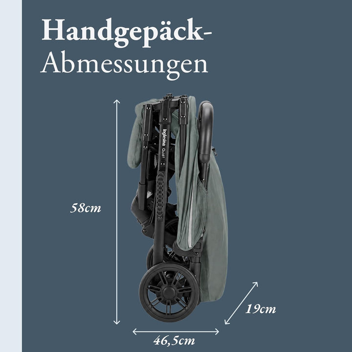 Inglesina Quid 2 Kinderwagen, leicht, bis 22 kg, kompakt, ideal für Flugzeug, Elephant Grey, grün, E