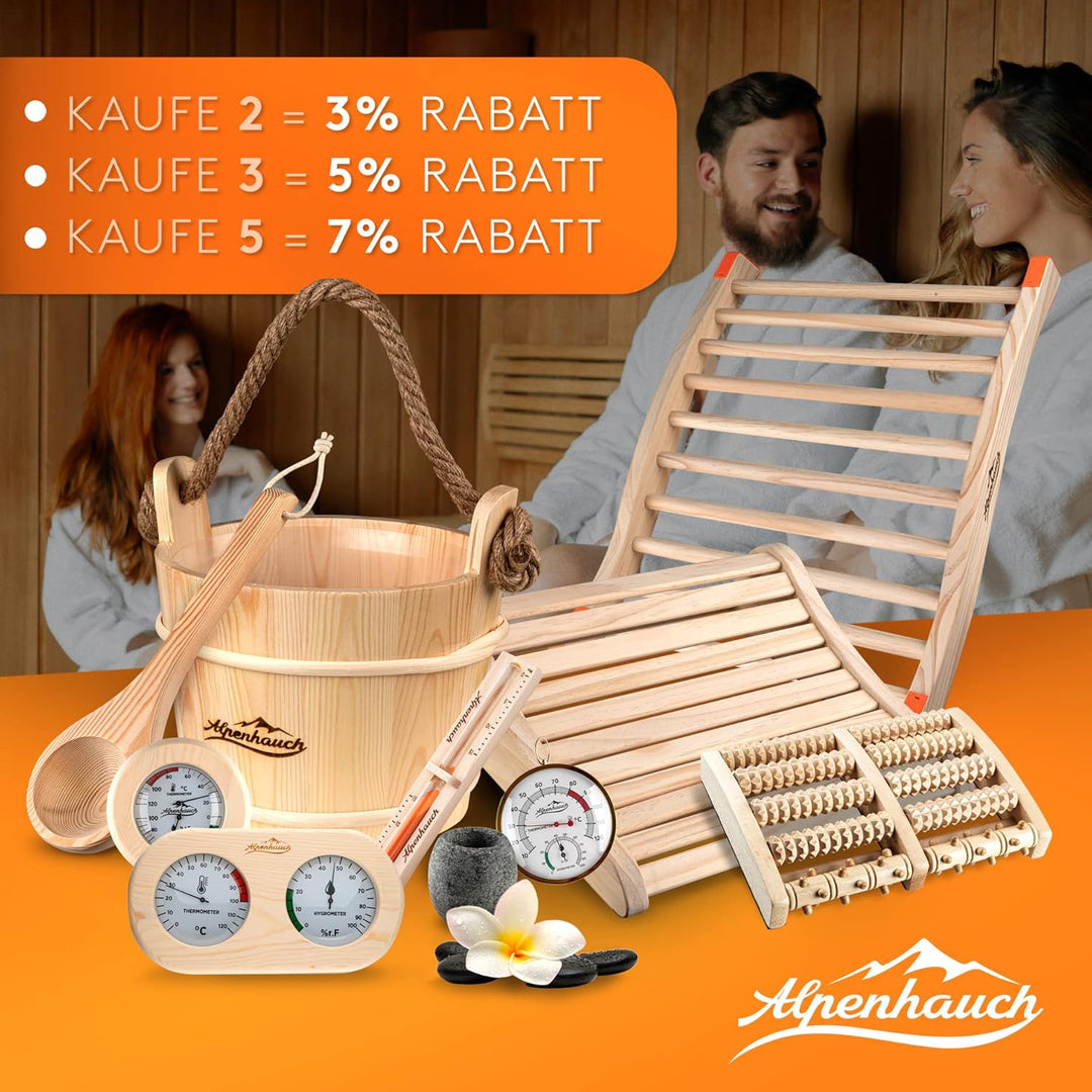 ALPENHAUCH Sauna Kopfstütze Holz [100% Naturholz] - Ergonomische Saunakopfstütze Holz - Edles Sauna