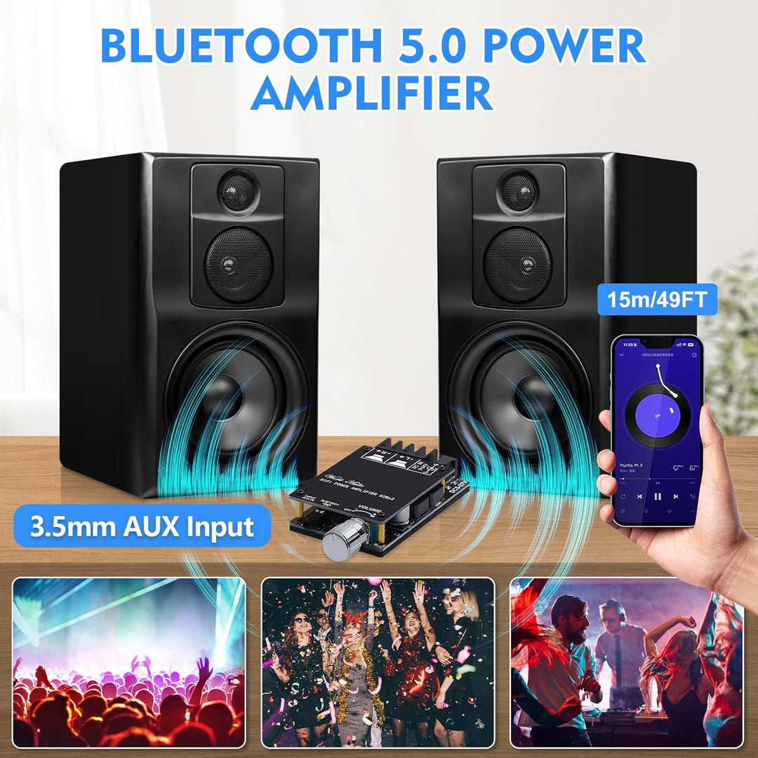 HiFi-Verstärker ZK-502C Bluetooth 5.0 Mini Stereo-Audioverstärker 2.0 Kanal 50W X 2 Leistungsverstär