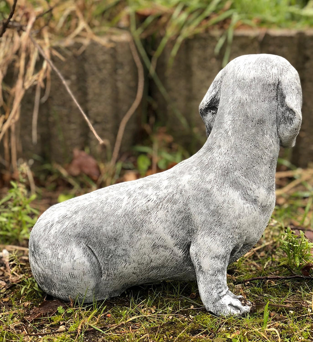 Steinfigur Dackel Hund frostfest wetterfest Gartenfigur Stein