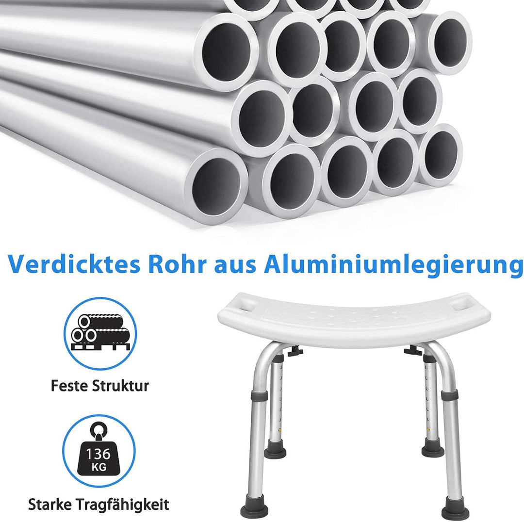 AUFUN Duschhocker Duschstuhl 38-53cm Höhenverstellbar Duschhocker Anti-Rutsch Badsitz Duschhilfe Dus