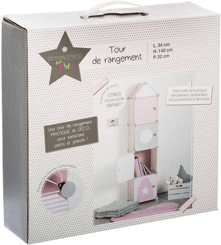 Kinder Aufbewahrungsboxen Colonne - rosa 34 × 139 cm - Rosa - Atmosphera créateur d'intérieur, Rosa