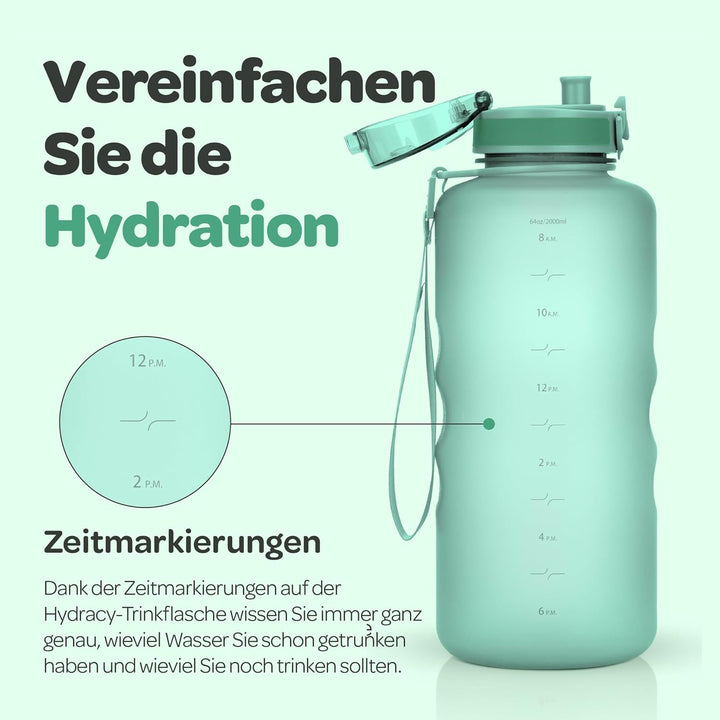 Hydracy Trinkflasche mit Fruchteinsatz - 2L Wasserflasche - BPA-freie Trinkflasche mit Zeitmarkierun