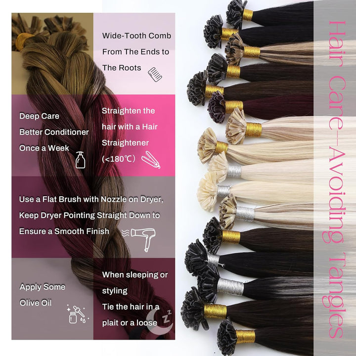 Moresoo Haarverlängerung Echthaar Bondings 55 cm Remy Echthaar Extensions Bondings #P4/27 Dunkelbrau