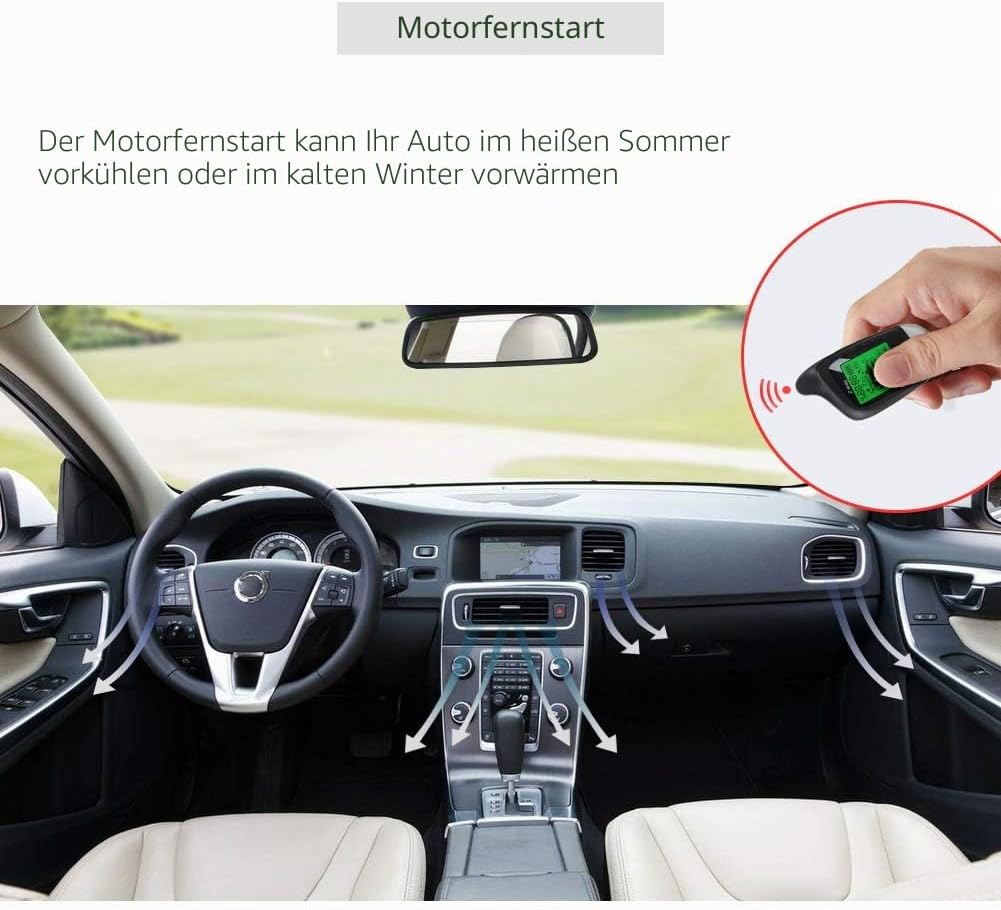 Easyguard EC202 2-Wege-Kfz-Alarmanlage mit LCD-Pager-Display, Remote-Motorstart und Mikrowellensenso