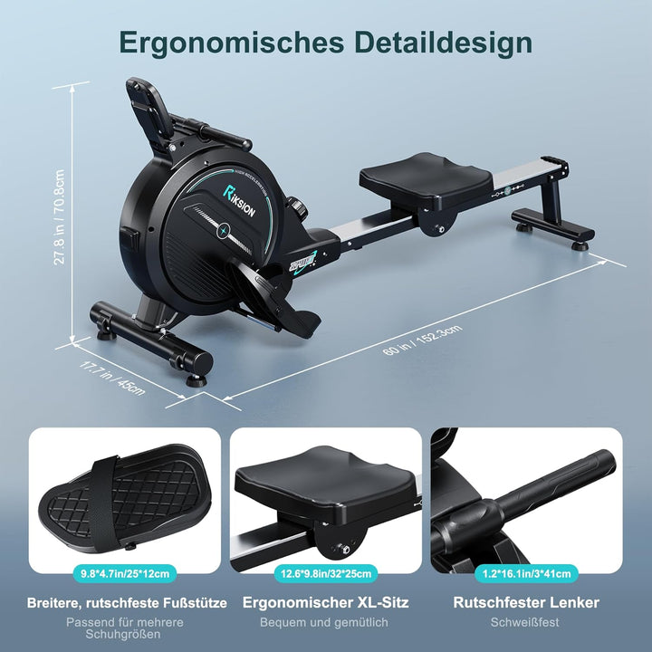 [2026 Neu] Rudergerät für Zuhause mit Magnet-Fitnesstrainer,Rudergerät 16 Stufen Widerstand, Indoor-