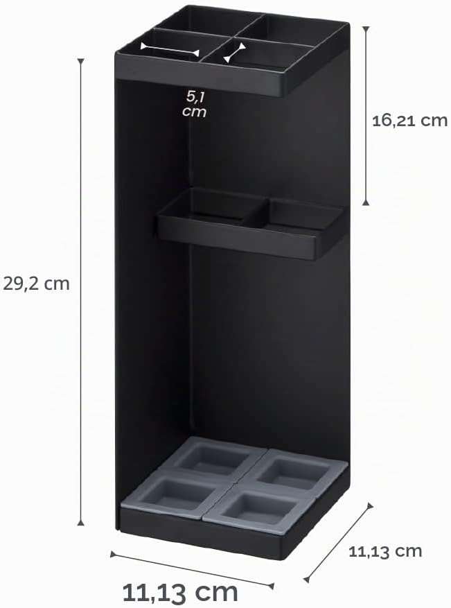 YAMAZAKI 'Smart' 6719 Schirmständer, Stahl, Polypropylene, Schwarz, kompakter Eckschirmständer, L 11