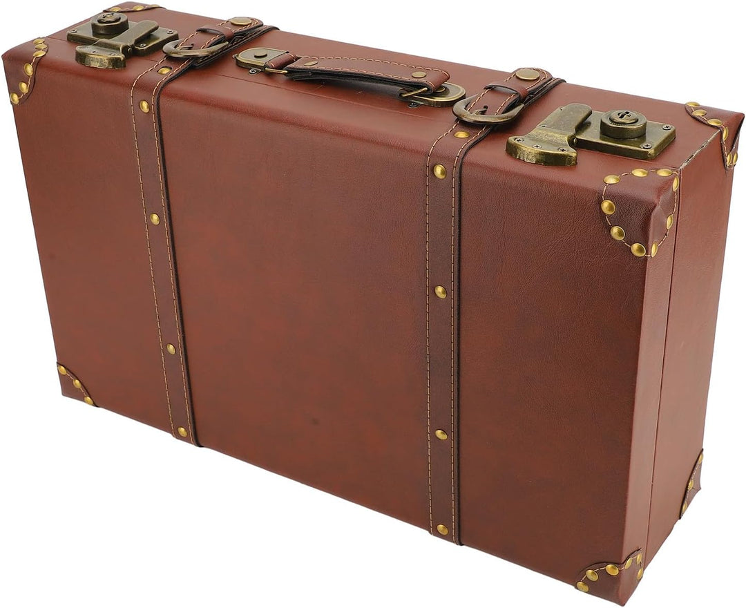 NOENNULL Brauner Mini-Lederkoffer Im Vintage-Stil, Kleiner Handgepäckkoffer mit Schultergurt Reiseko