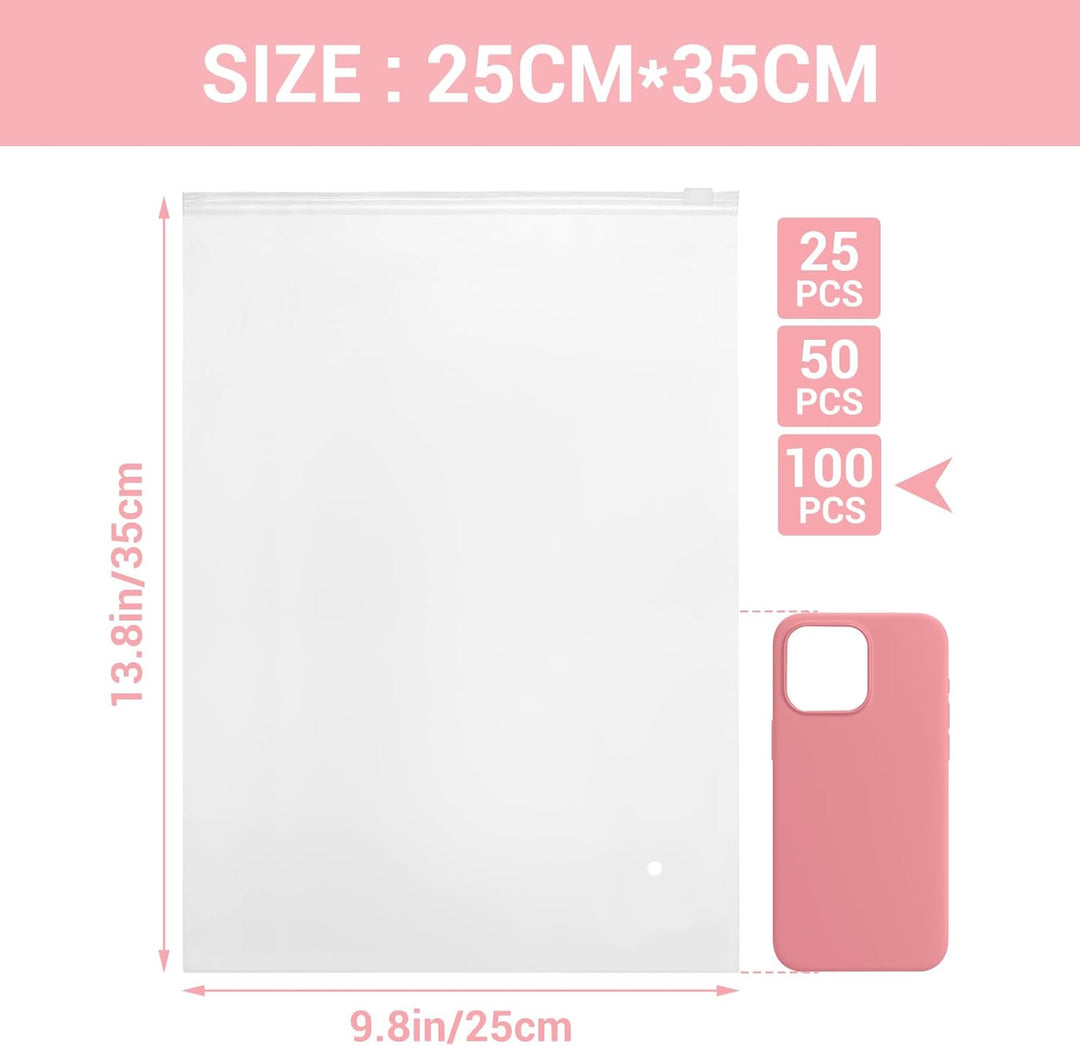 Zip Beutel Kleidung, 100 Stück 25 * 35cm Wiederverschliessbare Beutel für Kleidung, Koffer Organizer
