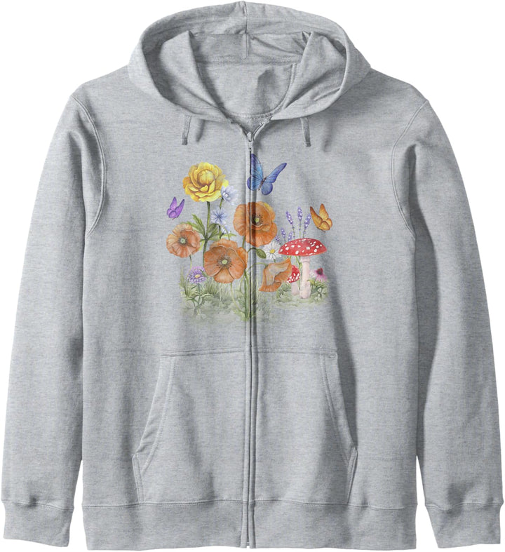 Butterflies, Flowers, Mushrooms Kapuzenjacke