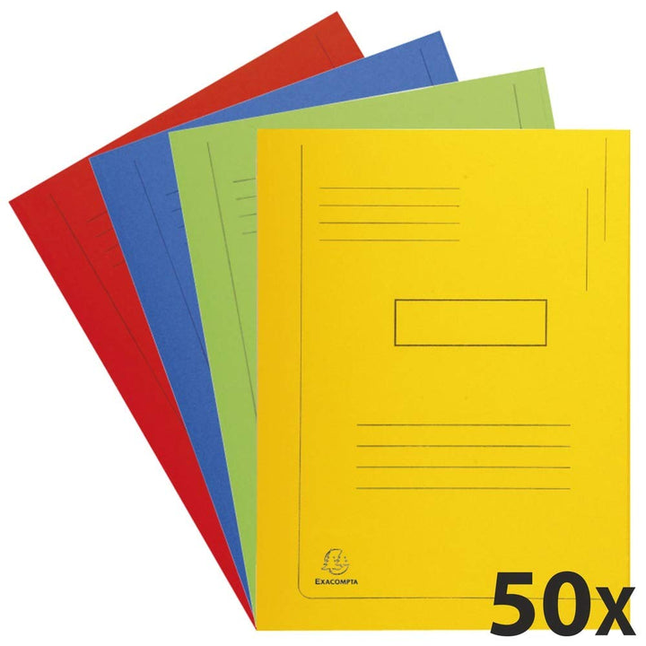 Exacompta 445000E 50er Pack Premium Einschlagmappe. Aus Recycling-Karton DIN A4 mit 2 Gummizügen und