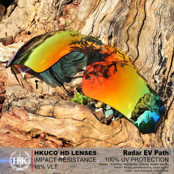 HKUCO For Oakley Radar EV Path Red Polarized Replacement Lenses And Red Earsocks Rubber Kit