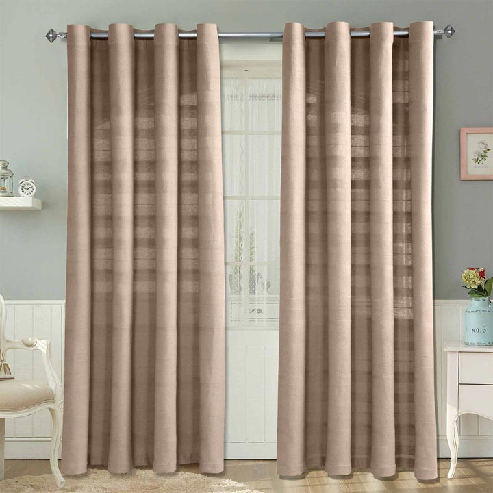 Homescapes Rajput Ösenvorhang 2er-Set, Vorhang beige 167x228 cm aus 100% Baumwolle, 2 handgewebte Vo