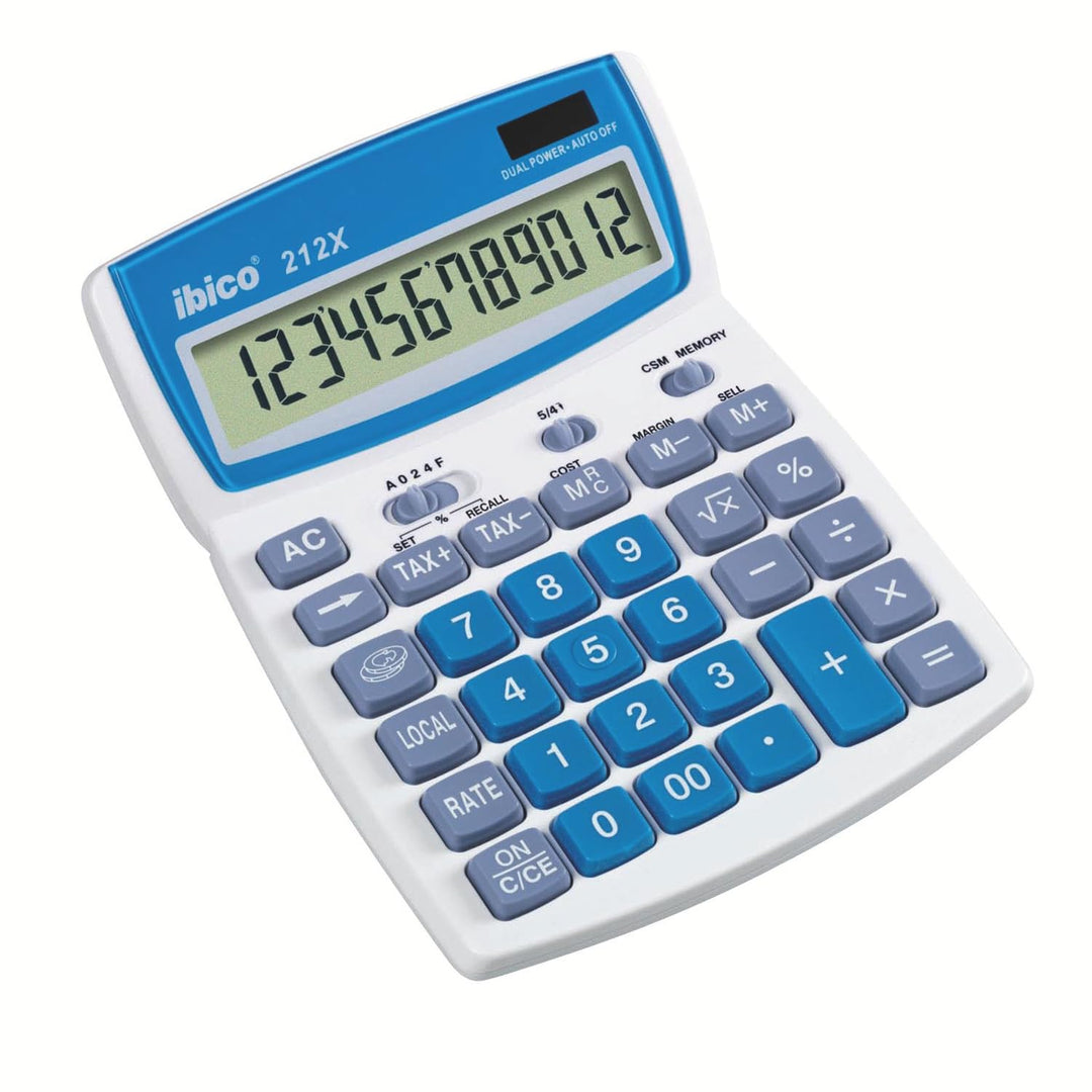 Rexel Ibico 212X Tischrechner (mit schwenkbarem Display) weiss/blau