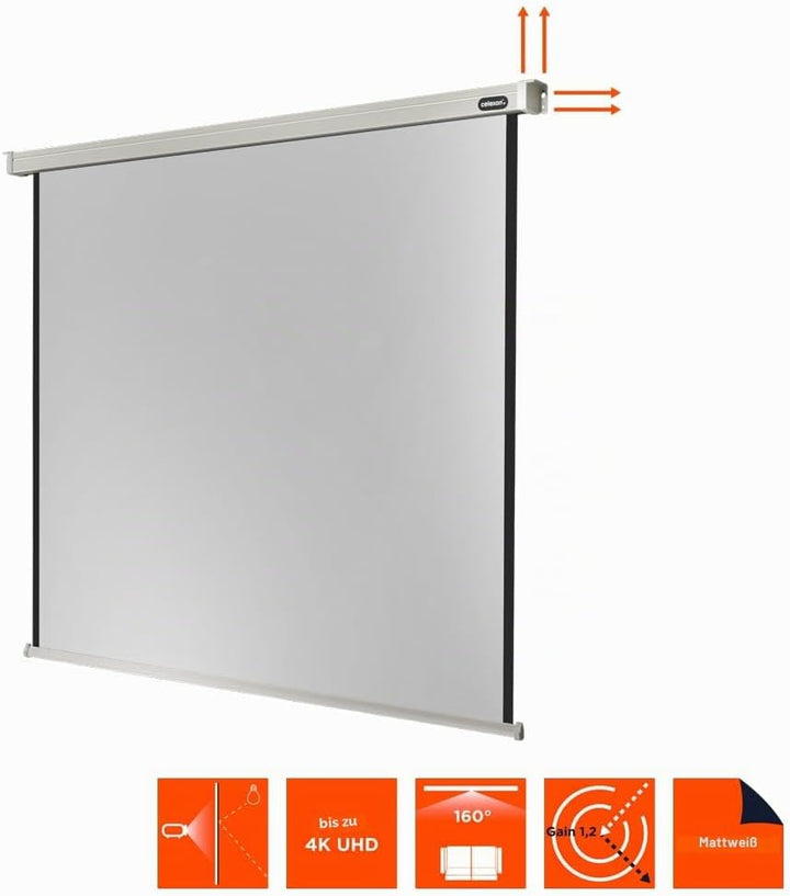 celexon Professional Motor-Leinwand 65" | 120x120 cm 1:1 | elektrische 4K,Full-HD Beamer-Leinwand fü